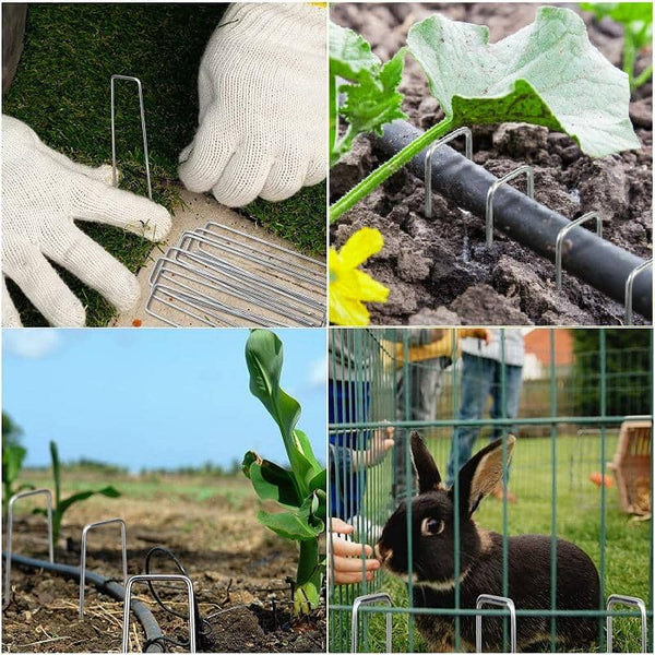 1.57 in. x 6 in. Galvanized Landscape Staples Stake 11-Gauge Silver, Metal Weedmat Stake Pins