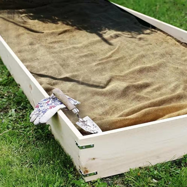 7.7 oz. 5.3 ft Width Natural Burlap Fabric for Weed Barrier, Raised Bed, Seed Cover, Tree Wrap Burlap