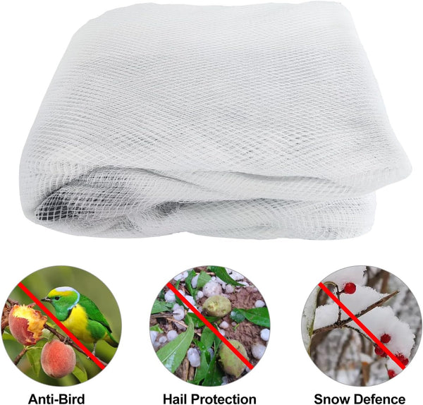 Hail Netting, Protect Orchard, Bird Protection 16 ftx20ft White 50g