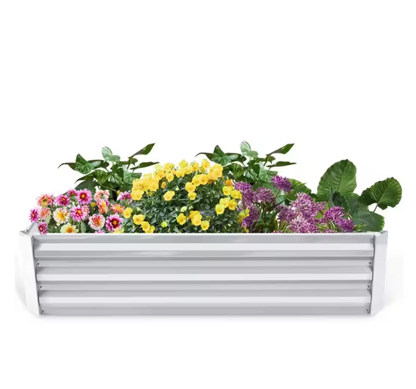 Silver Planting Bed Raised Garden Bed Metal Garden Beds for Vegetable Flower Bed Kit