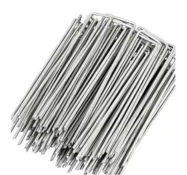 1 in. x 6 in. /1.57in. x 4 in. Galvanized Landscape Staples Stake 11-Gauge Silver, Metal Weedmat Stake Pins