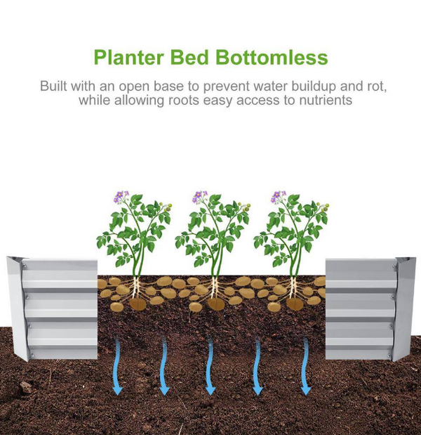 Silver Planting Bed Raised Garden Bed Metal Garden Beds for Vegetable Flower Bed Kit