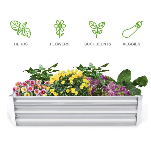 Silver Planting Bed Raised Garden Bed Metal Garden Beds for Vegetable Flower Bed Kit