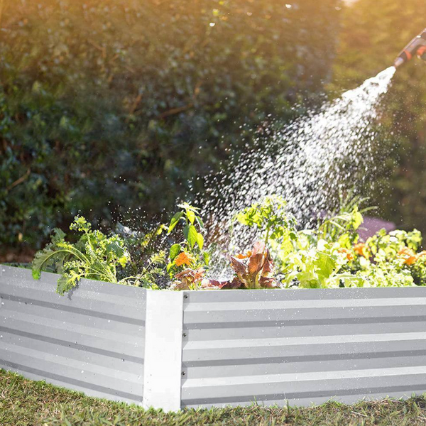 Silver Planting Bed Raised Garden Bed Metal Garden Beds for Vegetable Flower Bed Kit