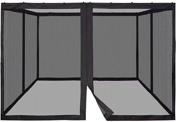 Gazebo Mosquito net, 10ft Width, Four doors,  4 Panels with Zipper ,Black