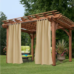 50 in. W x 120 in. L Beige Toile Outdoor Thermal Blackout Curtain