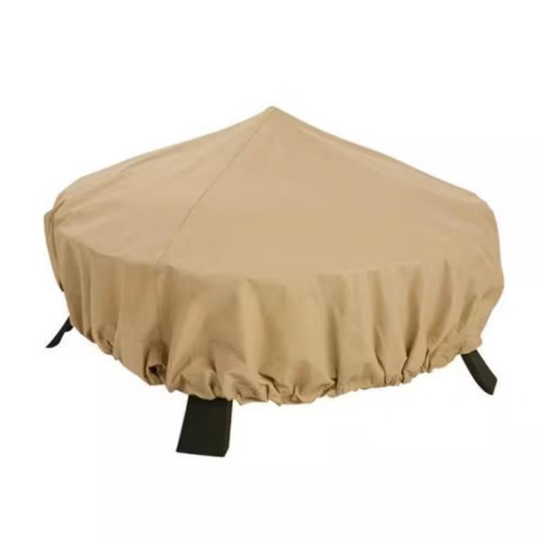 Beige Round Fire Pit Cover
