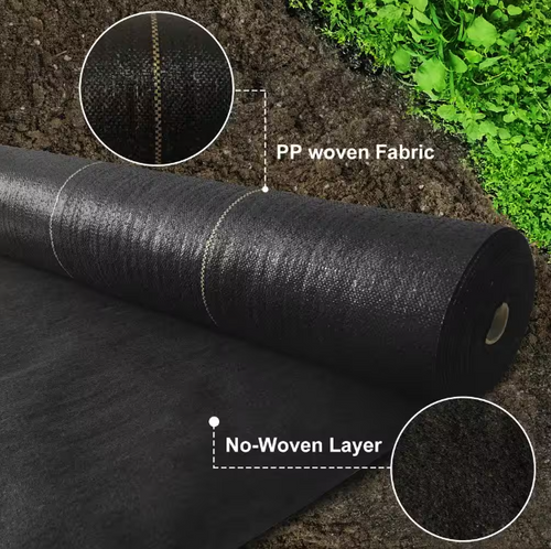 4.8 oz. 50ft length Garden Weed Barrier Fabric Premium Compound Heavy-Duty Weed Mat Fabric