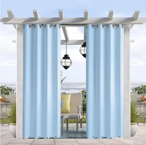 50x120 Inch Blue Outdoor Blackout Curtain Waterproof UV Protection