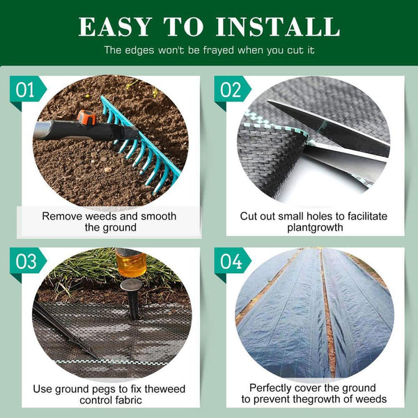 4.8 oz. 100ft length Garden Weed Barrier Fabric Premium Compound Heavy-Duty Weed Mat Fabric