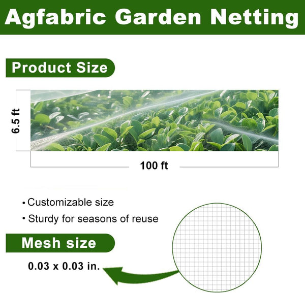 Insect Barrier Netting, 6.5x100ft, White