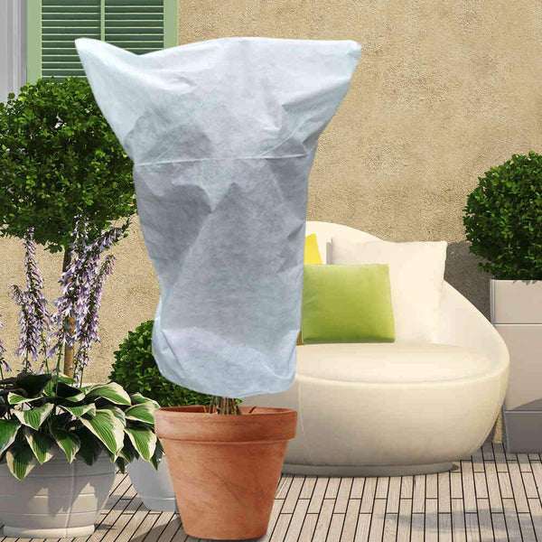 0.95oz Thickened Winter Drawstring Plant Covers,Protecting bag,White