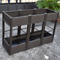 Dou-Layer Planter Box with Wheel 15.7*15.7*32.3in