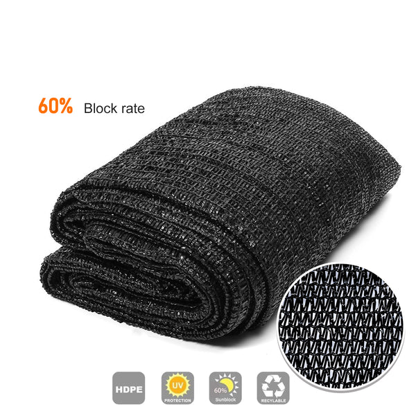 60% Shade Cloth Netting 10ft Width, Black