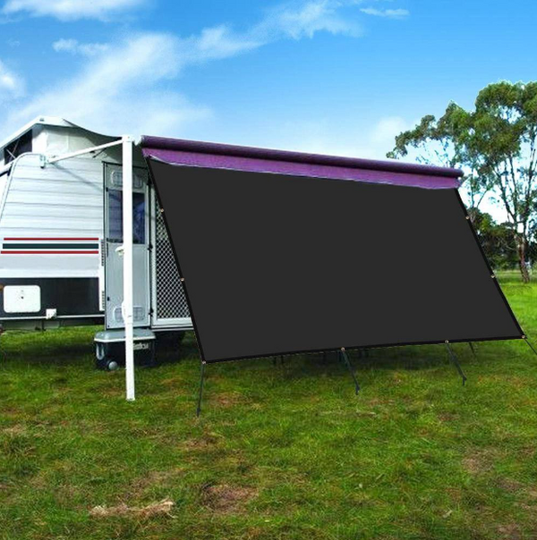 10ft Width.90% RV Awning Privacy Screen Shade Panel Kit Sunblock Shade Drop, Black