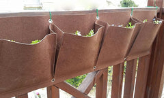 Wall hanging planter horizontally 4pockets Brown 2mm thicknesss 11.8x20in