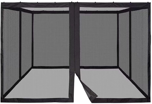 Gazebo Mosquito net, 10ft Width, Four doors,  4 Panels with Zipper ,Black